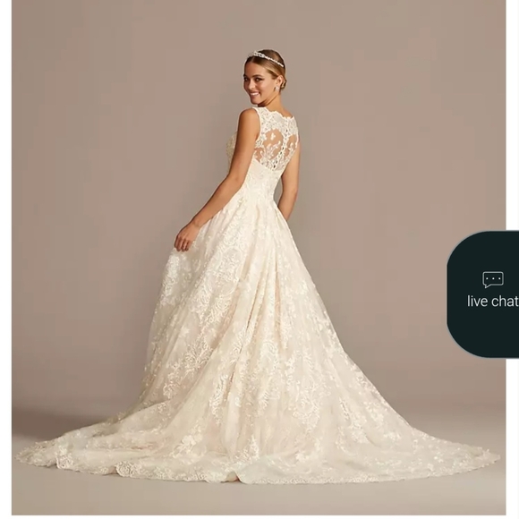 Oleg Cassini Cream Lace Wedding Dress-10 - Picture 2 of 9